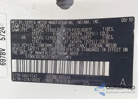 2011 Toyota Sienna Le from USA, damaged, VIN 5TDKK3DC9BS073800